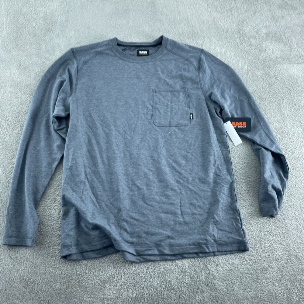 Bass Outdoor Ombre Blue Long Sleeve Utility Tee L NWT 5028